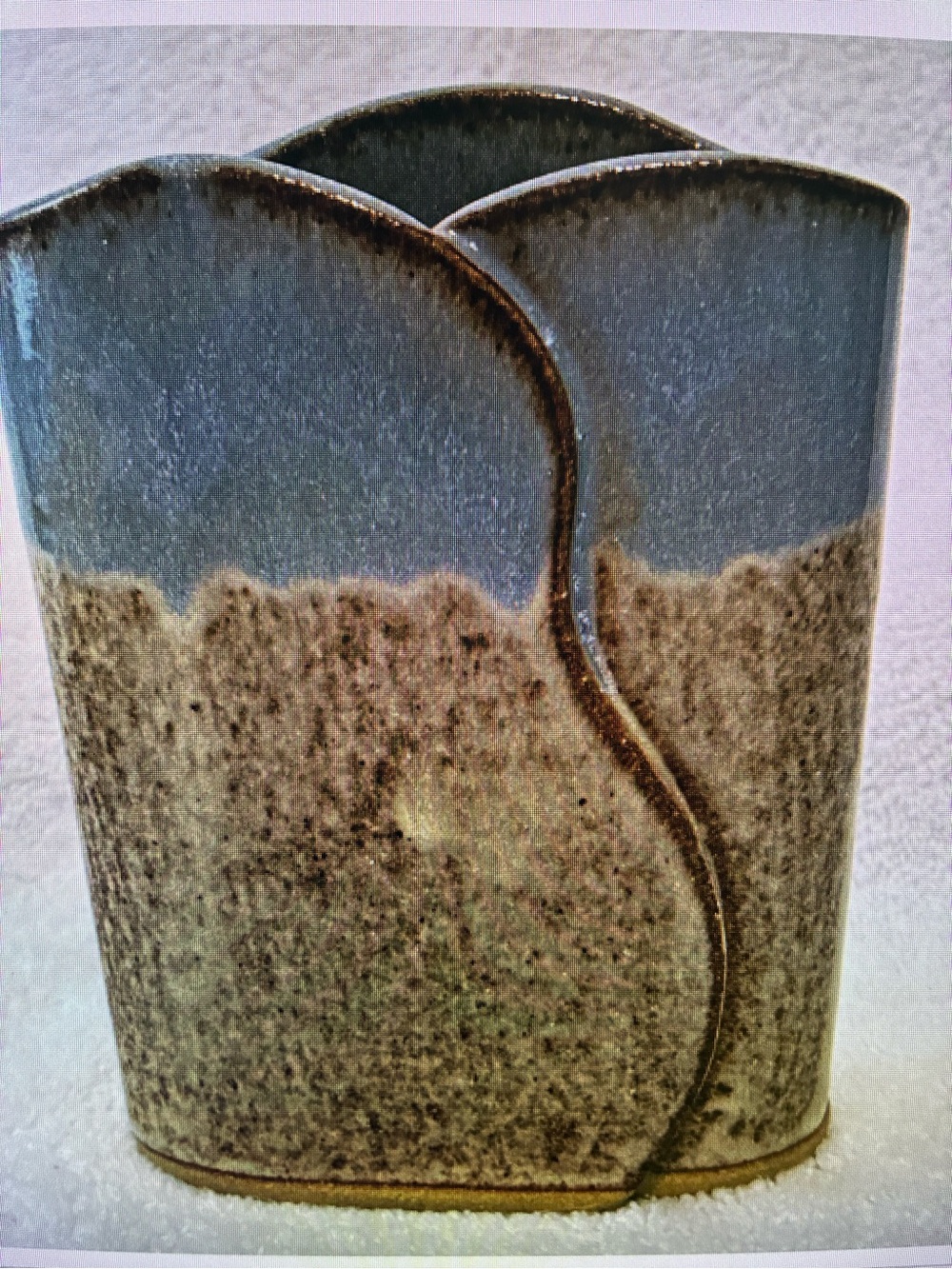 Ceramic Two-Tone Blue and Brown Decorative Vase